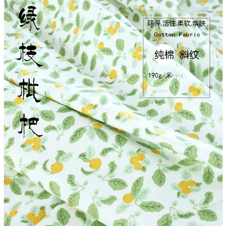 Tela de sarga de algodón puro con estampado floral, suave, totalmente de algodón, para ropa de cama, pijamas, pantalones, cortinas y proyectos de bricolaje para bebés.