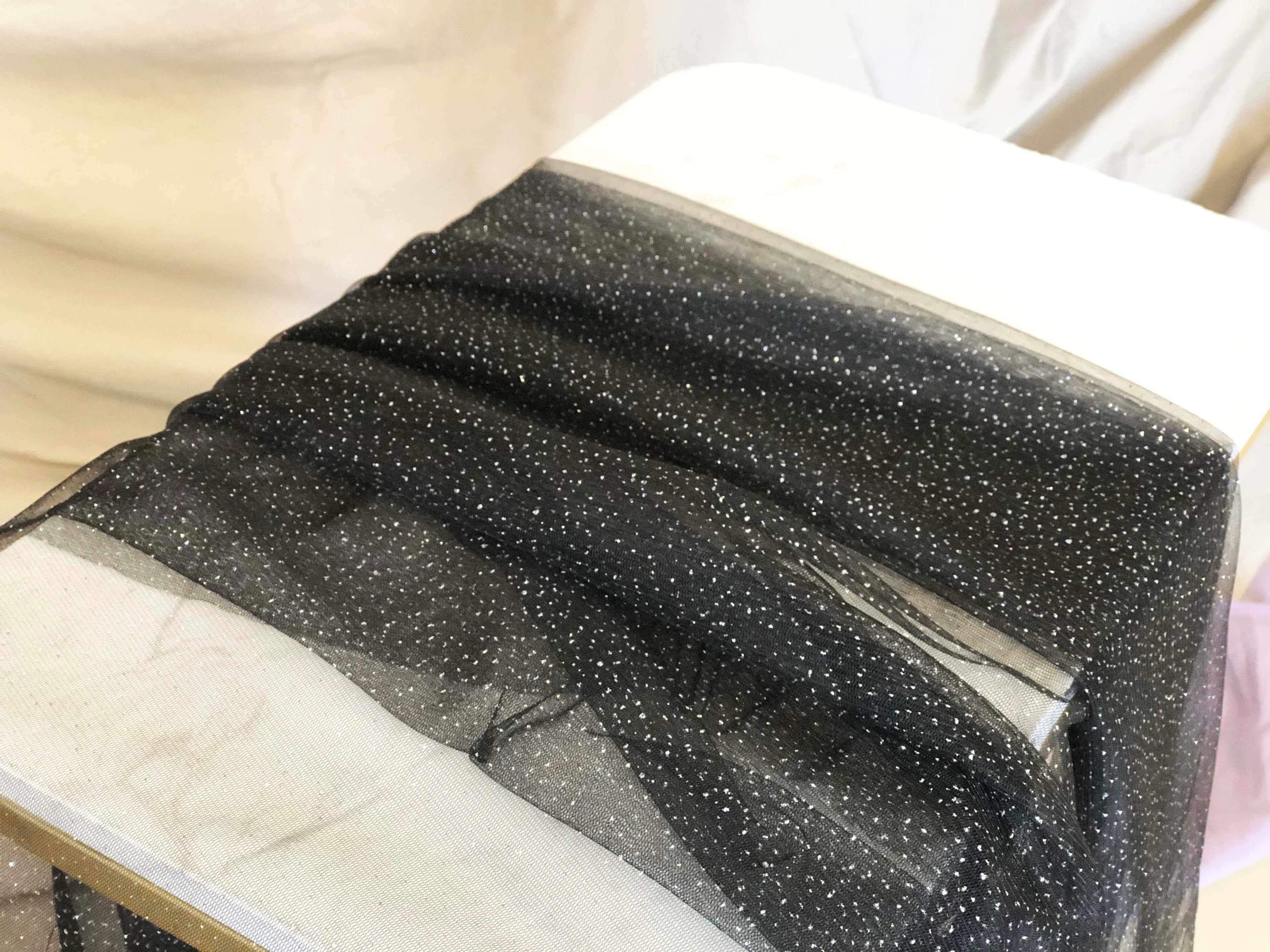 High-quality Blue Black Purple Champagne Colored Headdress, Hot Stamping Gold Spray Shiny Film Wedding Dress Soft Tulle Fabric