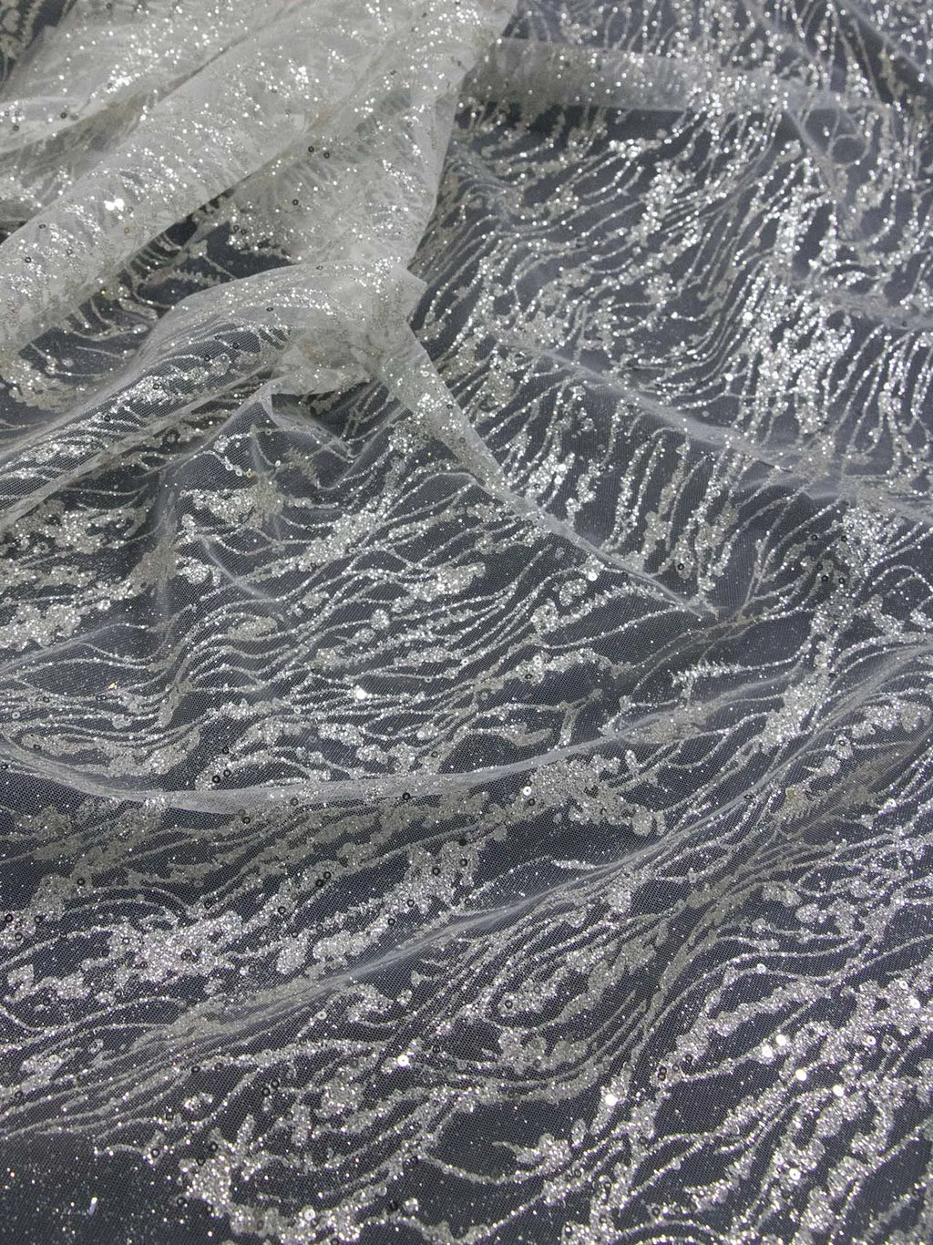 Tela de malla de polvo plateado en aerosol blanco de alta calidad para costura, decoración de bodas y bricolaje, ropa de alto rendimiento