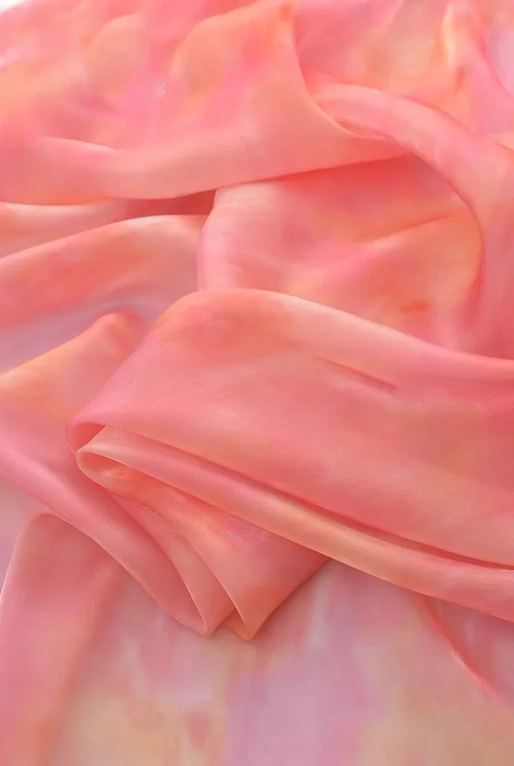 Gradient Organza Rainbow Sheer Fabric - Shiny Glossy Flowing Material