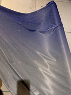 Tela azul marino con degradado de cielo estrellado y purpurina, fondo de diseño rosa y plateado, elástica para manualidades y proyectos de bricolaje.