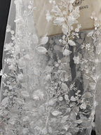 Raw White wedding dress headscarf flower leaves embroidered fabric skirt handmade DIY curtains tablecloths lace