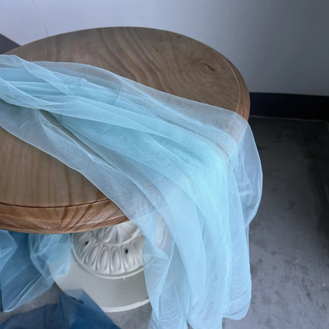 Tela de malla de gasa ligera con efecto niebla, hilo de tul azul suave, velo de fondo DIY, vestido de novia, tul de hadas, material de decoración nupcial