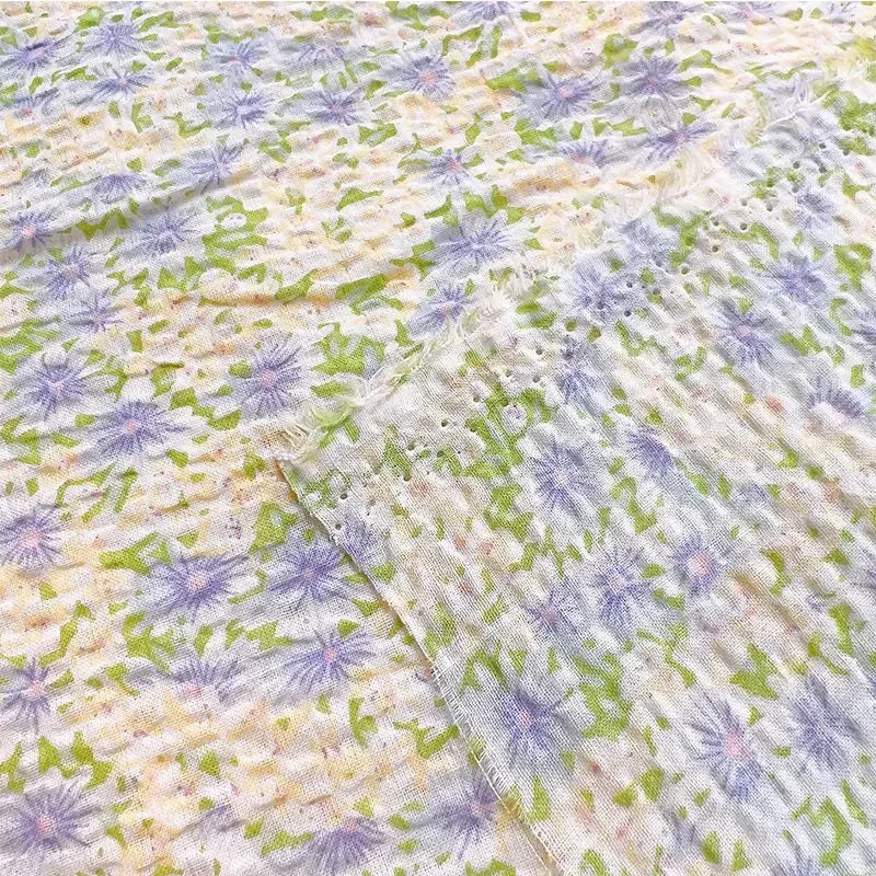 قماش قطني نقي بنقشة زهور منعشة - مادة مطبوعة ناعمة