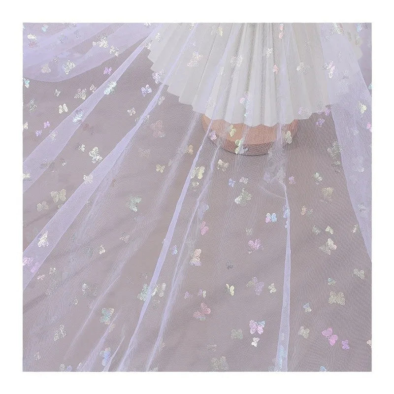 قماش شبكي ملون على شكل فراشة مناسب لتزيين حفلات الزفاف وفساتين الشيفون والتنانير والإكسسوارات وما إلى ذلك