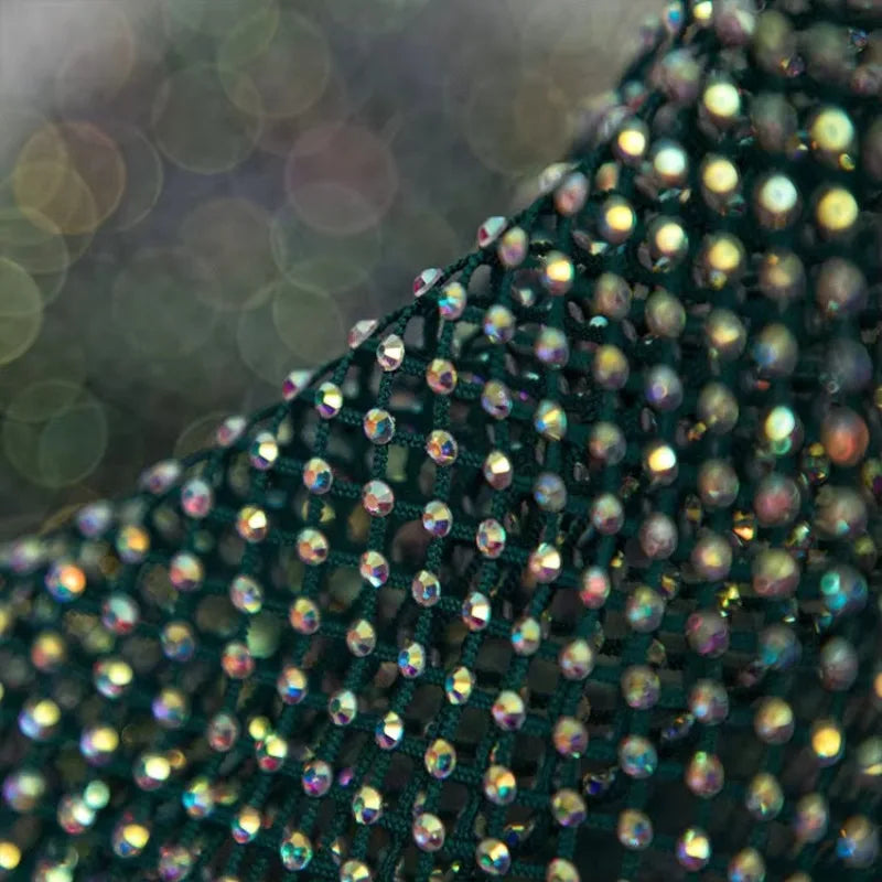 Diamond Rhinestone Stretch Tulle - Elegant for Evening Gown & Custom Design