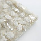 Tela de malla blanca con bordado de cuentas, tela de encaje con bordado de lentejuelas, tela de costura para decoración de cheongsam, tela personalizada