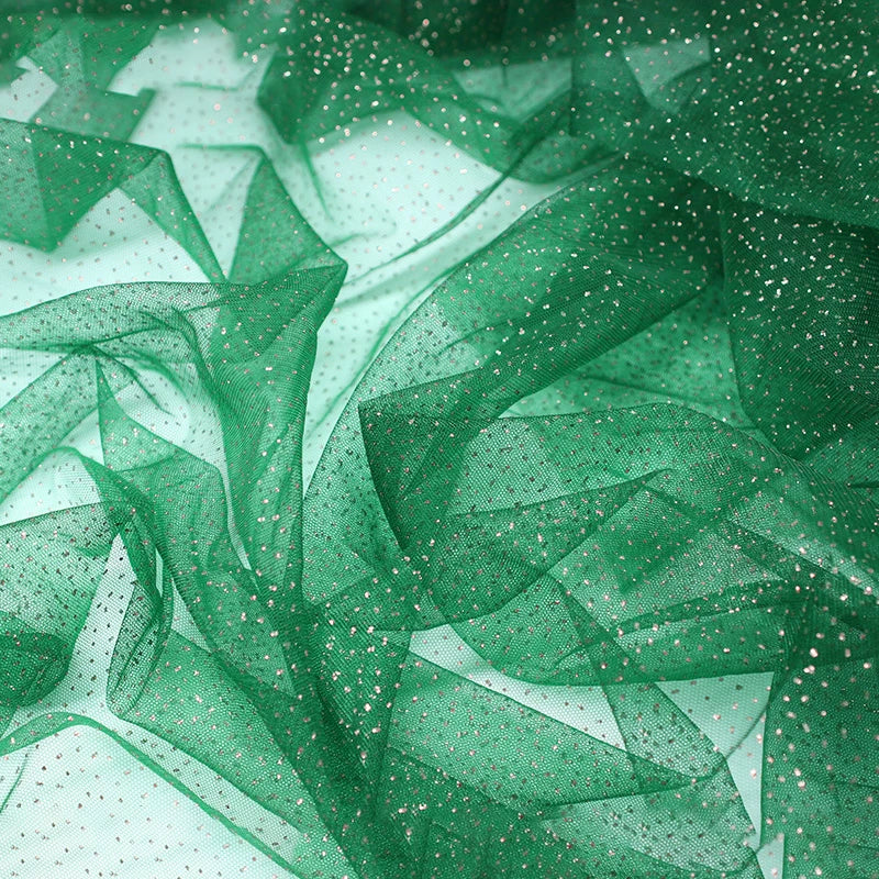 High Quality Thickened Soft Mesh Fabric Gold Spray Silver Flash Yarn for Fashion Wedding Dresses DIY Gown Decorative Fabric