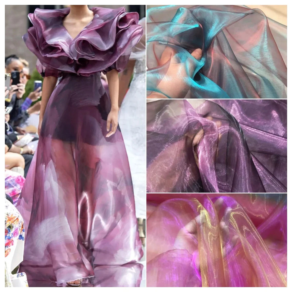 Unique Transparent Organza Sheer - Sparkling Wedding Evening Gown Fabric