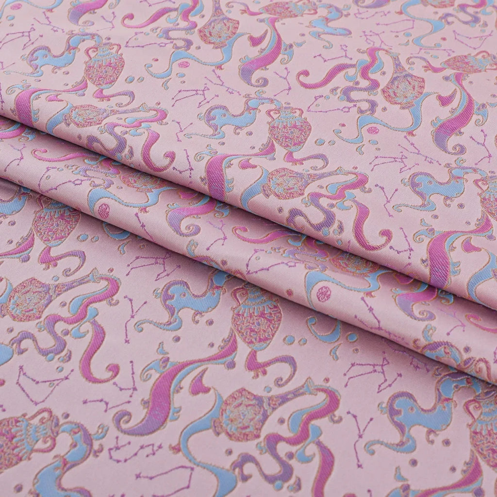 قماش جاكار بروكار بخيوط ذهبية فلكية - نمط سماوي