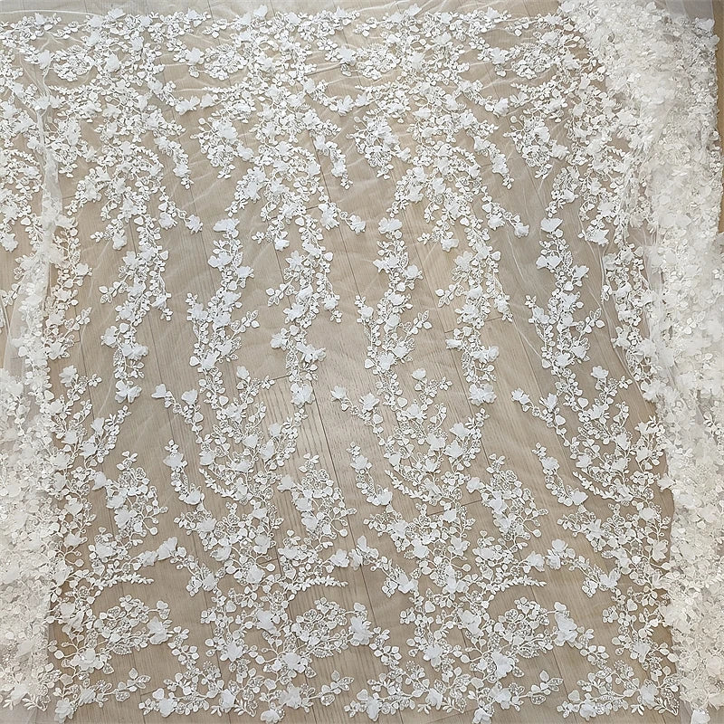 فستان زفاف مطرز بقماش التول 6420 متطور ثلاثي الأبعاد على شكل زهرة وأظافر وخرز وتزيين تنورة مصنوع يدويًا بنفسك