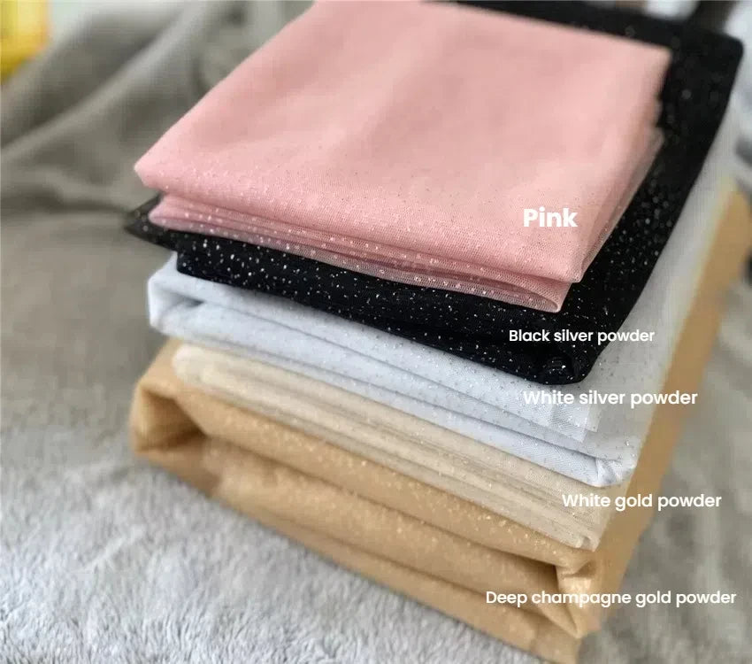 High-quality Blue Black Purple Champagne Colored Headdress, Hot Stamping Gold Spray Shiny Film Wedding Dress Soft Tulle Fabric