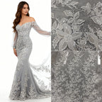 قماش تطريز جديد فاخر من الترتر والخرز على شكل مسمار، فستان زفاف، فستان سهرة، فستان أطفال، قماش مصمم يدويًا