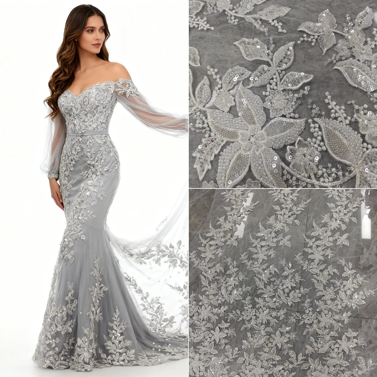 Nueva tela de lujo con bordado de lentejuelas y cuentas para coser vestidos de novia, vestidos de noche, vestidos infantiles, tela de diseño DIY