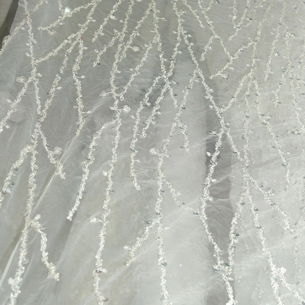 Luxury Sequin Beaded Lace Mesh - Wedding Dress Gown Costume DIY Couture Fabric