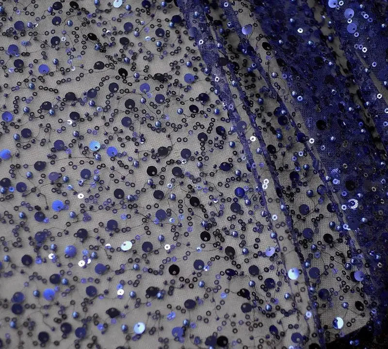1.5m Wide Encryption Various colors Bead Embroidery Sequin Mesh Lace Fabric for Wedding Dresses Stage Clothing