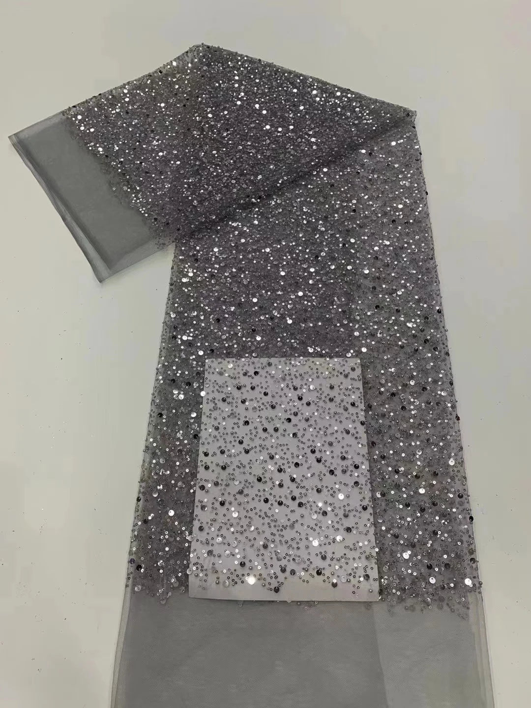 New Mesh Embroidery Pearl Sequins Scattered Pearl Embellishment Fabric Handmade DIY Fabric Wedding Dress Veil Skirt