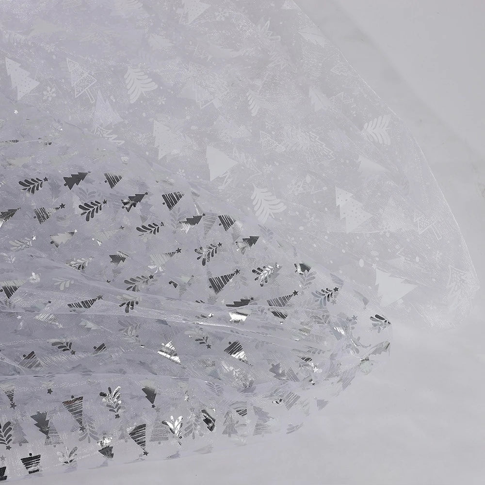 Christmas tree with gold-embroidered organza fabric suitable for Christmas decoration tablecloths and stage costumes