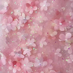 Three-dimensional Embroidery Fabric With Multi-color Gradient Flowers Soft Dress For Children Wedding Dress Formal Wear Fabric