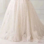 White Embroidered Gold Sequin Lace Fabric - Wedding Material 130cm