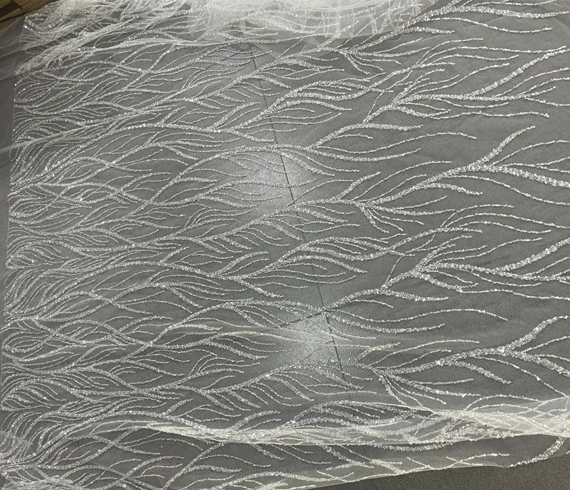New bead sequins, branch shaped embroidery, mesh fabric, wedding dress, white clothing accessories