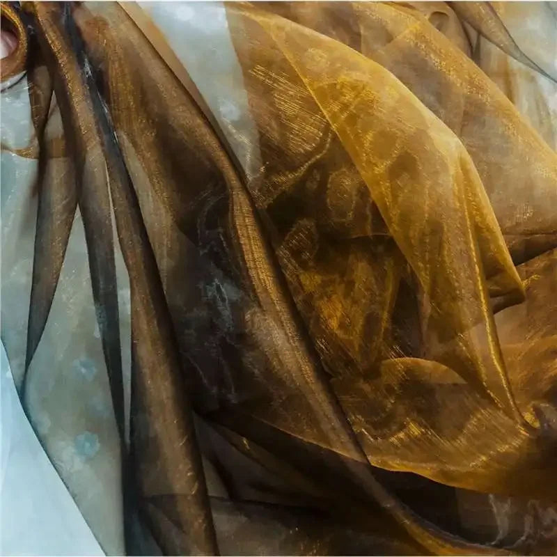 Unique Fabric Transparent Organza Sheer Cloth Sparkling Material For Wedding Dress Elegant Evening Gown Couture Design Clothing