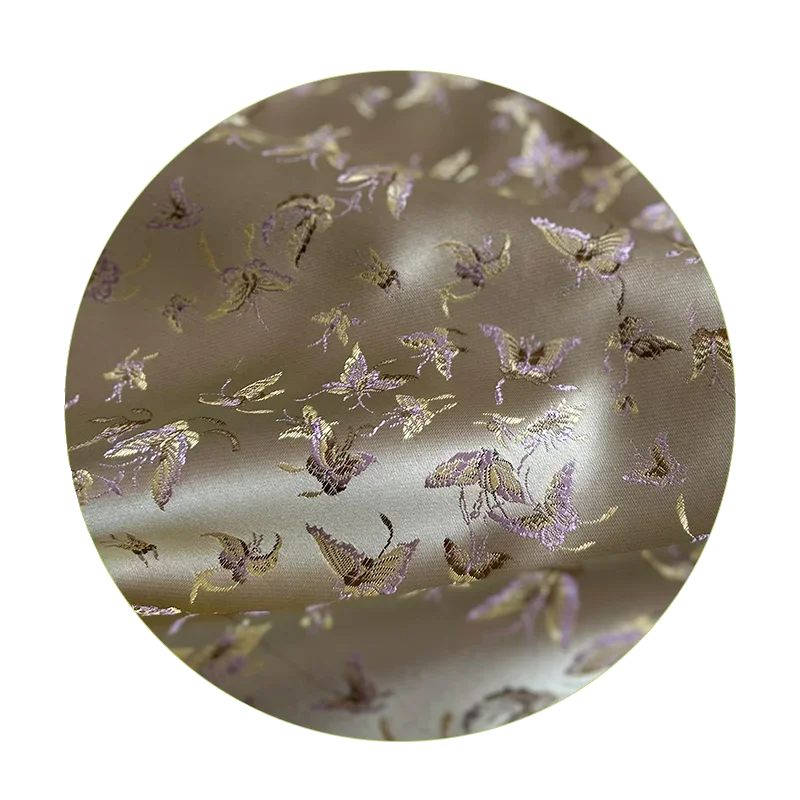 Chaleco qipao cosido con tela de brocado tejida colorida con mariposa morada, ropa de muñeca DIY, tela de diseñador