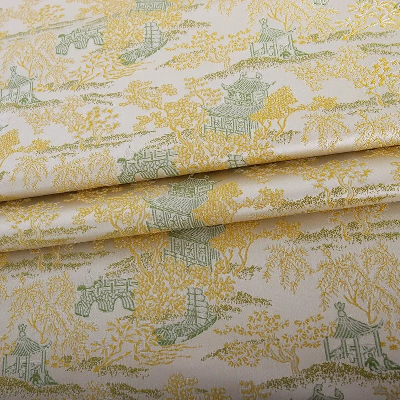 قماش جاكار فاخر بخيوط معدنية ونمط أنيق ومواد فاخرة وفساتين وتنورة وسترة وخياطة مصممة وخياطة راقية