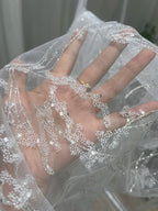 New White Relief Embroidered Fabric Fashion Wedding Dress Dress Dress Children's Clothing Design Lace Fabric