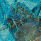 قماش شيفون طبيعي مشفر ثلاثي الأبعاد بنقشة قشور السمك التبتية، قماش عرقي تقليدي، مصمم يدويًا