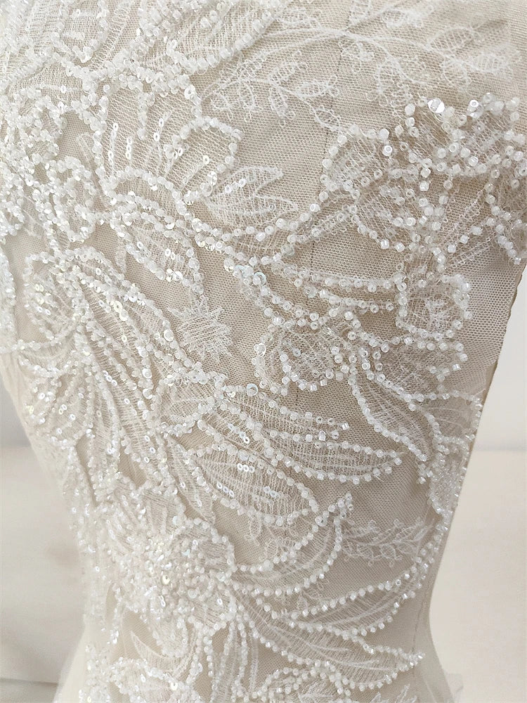 Accesorios de decoración para vestidos de novia, encaje, cuentas, bordados brillantes, telas, bricolaje, liquidación de materiales, oferta especial.