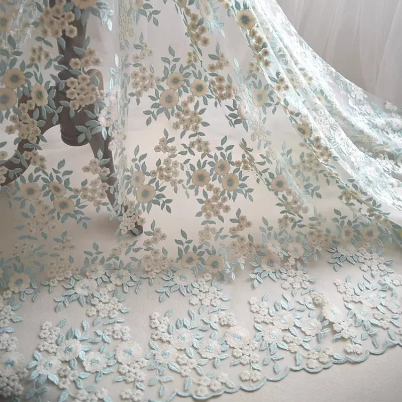 Color Block Embroidery Lace Fabric - Elegant Material 135cm - fabric photo 3