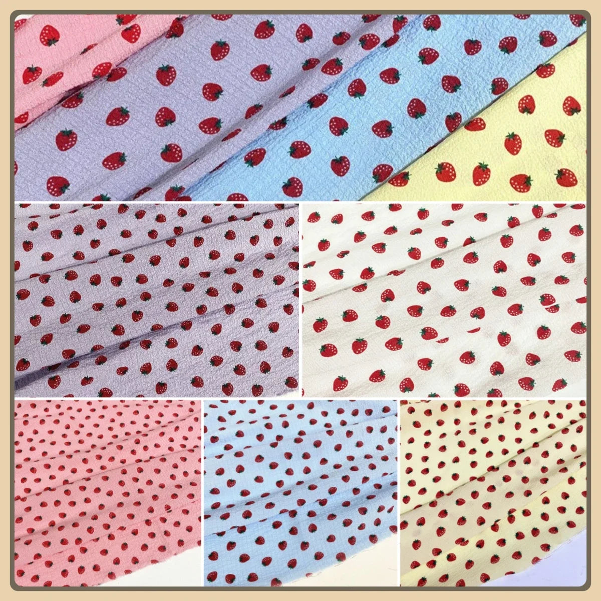 Tela opaca con estampado de fresas y burbujas de algodón de imitación para vestidos largos florales, protección solar, puños, decoración DIY