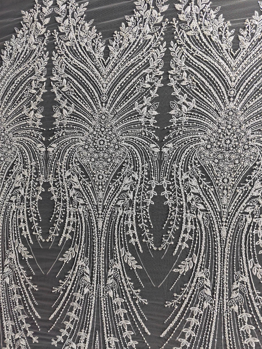 قماش دانتيل مطرز بالخرز والترتر الشبكي الفاخر، فساتين زفاف، فساتين سهرة، إكسسوارات مصممة