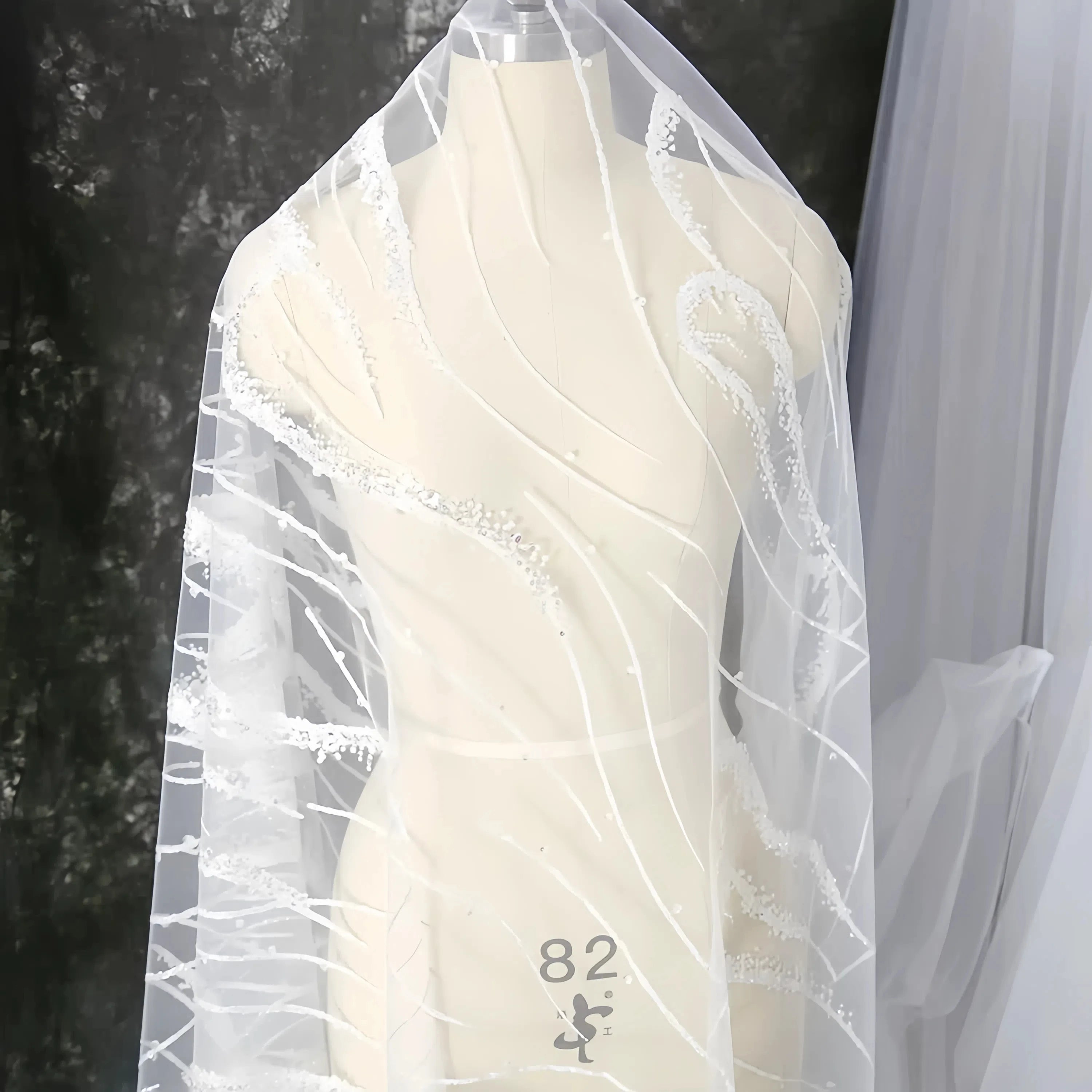 Super Large Sparkling Powder, High-end Ripple Loose Powder Lace Fabric, Wedding Dress Veil DIY Material Fabric