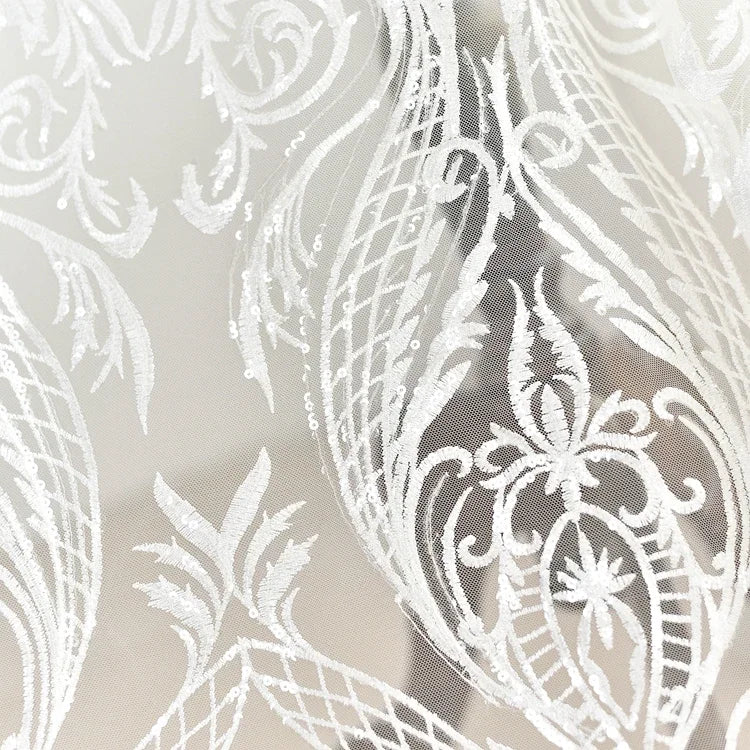 European Embroidery Lace Fabric Wedding Dress Handmade DIY Material Clothing Dress Decorative Fabric White