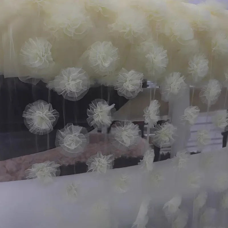 Tela de hilo de nube con encaje floral 3D rosa dulce, delicada tela de estilo forestal para fotografía, decoración de fondo de boda, utilería para sesiones de fotos DIY