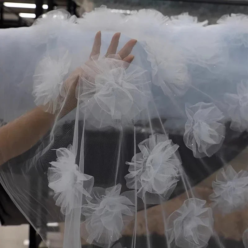 Tela de encaje de flores tridimensional dulce, tela de hilo de nube, tela para fotografía, decoración de fondo de boda, accesorios de fotografía