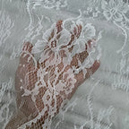 Large Floral Lace Embroidery Sequins Sheer Tulle Lace Fabric DIY Wedding Dress Evening Gown Bridal Attire Formal Decor Clothing