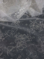 رش مسحوق الفضة مسحوق بريق ناعم مسحوق مشرق زهور صغيرة الدانتيل شبكة فضية DIY فستان فستان الزفاف مادة الفستان