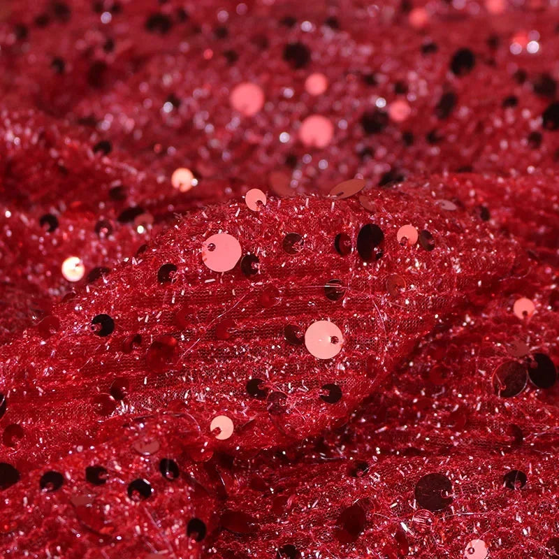 Sparkling Size Sequin Mesh Embroidery Fabric Sewing Stage Clothing Children's Clothing Handmade DIY Designer Fabric