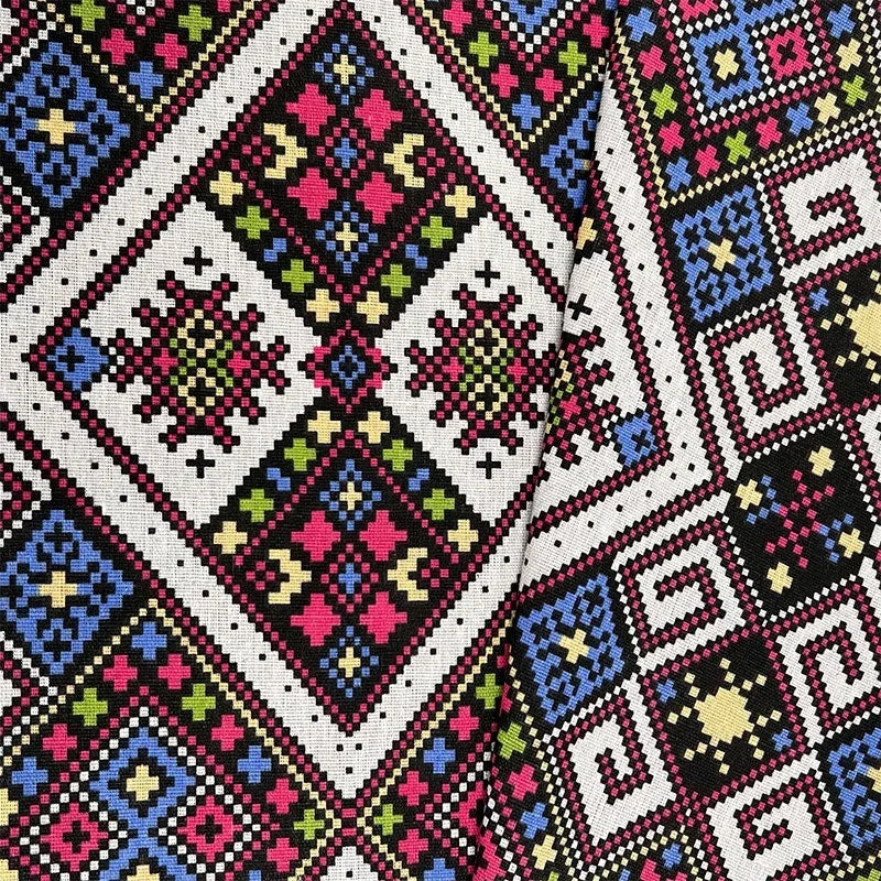 Cotton Linen Ethnic Style Fabric Decorative Material For DIY Tablecloth Curtain Sofa Pillowcase Home Textile Fabric