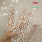 New Nail Bead Glitter Crystal Sprinkle Gold Powder Mesh Hollow Mesh Diy Sewing High-end Wedding Evening Dress Fabrics For Sewing