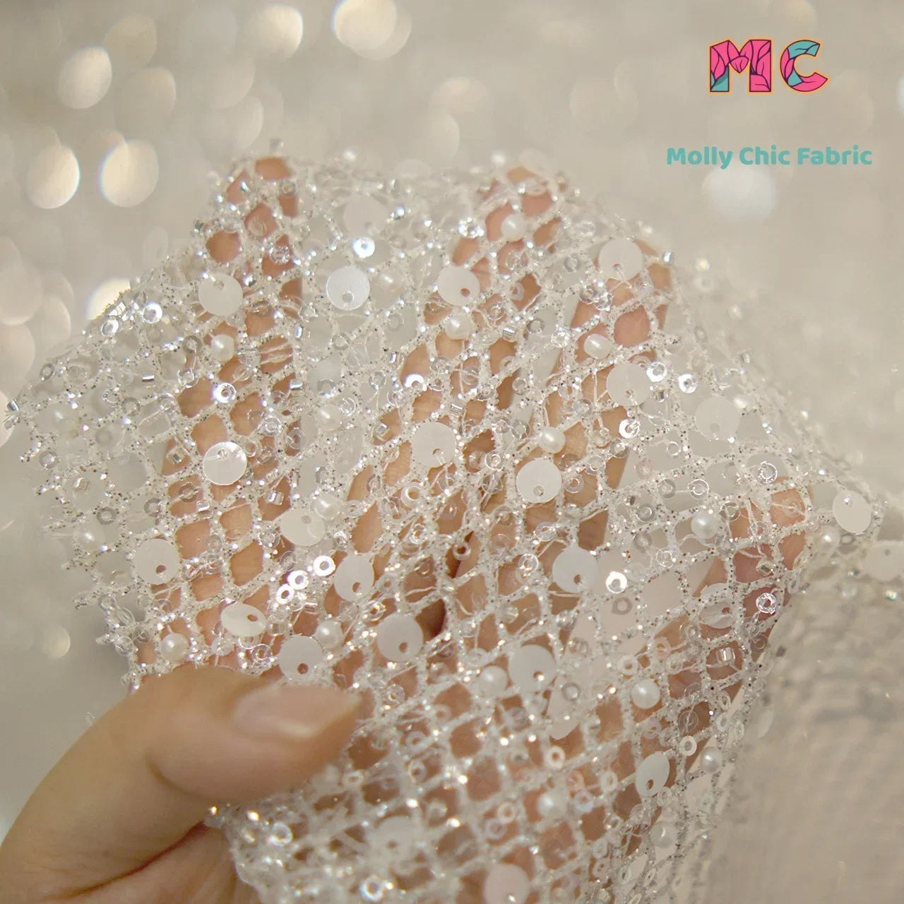 New Nail Bead Glitter Crystal Sprinkle Gold Powder Mesh Hollow Mesh Diy Sewing High-end Wedding Evening Dress Fabrics For Sewing
