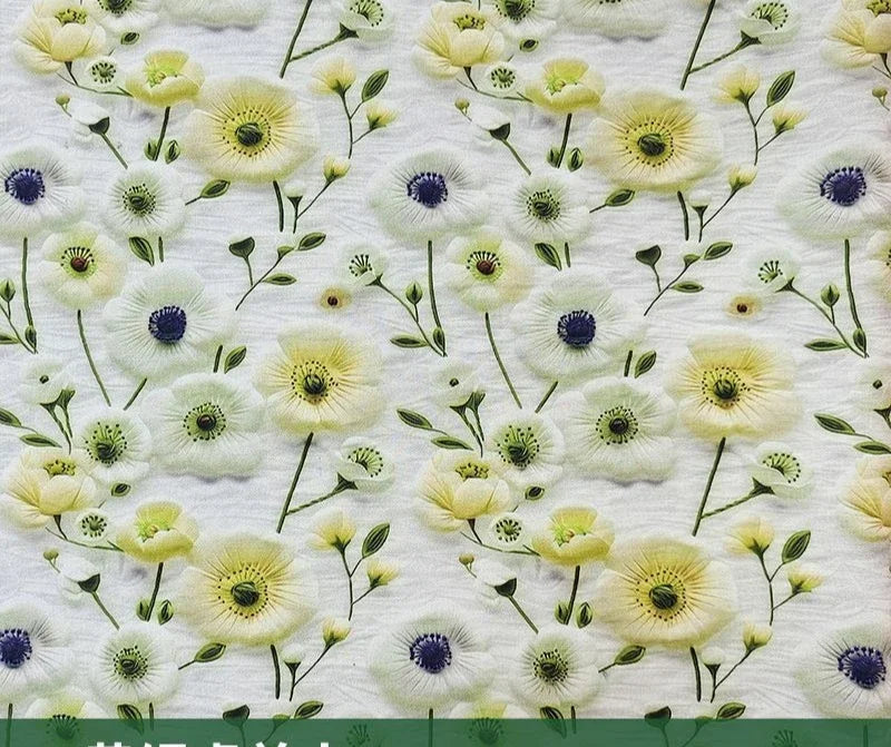 قماش قطني مطبوع رقميًا بتجعد لحاء الشجر - قابل للتنفس 150 سم