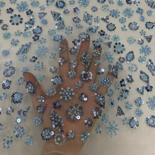Beaded Sequin 3D Flower Embroidery - Luxury for Evening Gown & Sewing - fabric photo 1