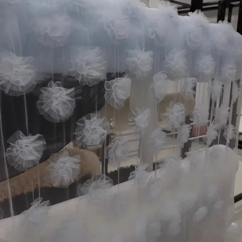 Tela de hilo de nube con encaje floral 3D rosa dulce, delicada tela de estilo forestal para fotografía, decoración de fondo de boda, utilería para sesiones de fotos DIY