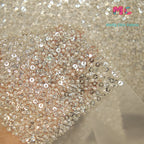 High-End Bead Embroidery Sequins Crystal Mesh Fabric - Luxury Material 130cm