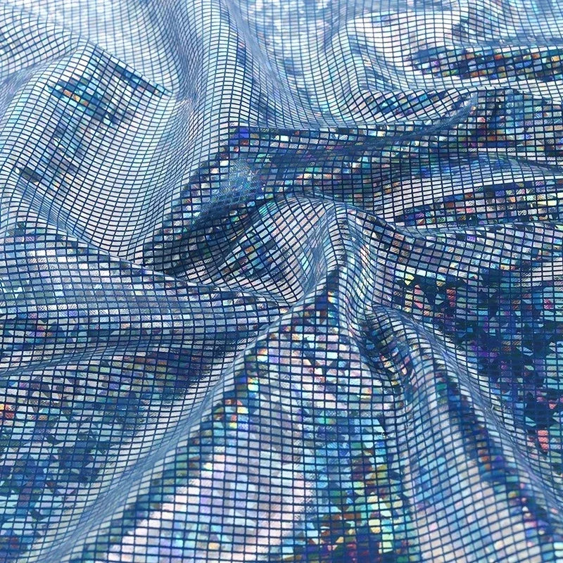 Laser Iridescent Shiny Hot Stamping Block Fabric Sewing Stage Performance Costumes Background Decoration Designer Fabric