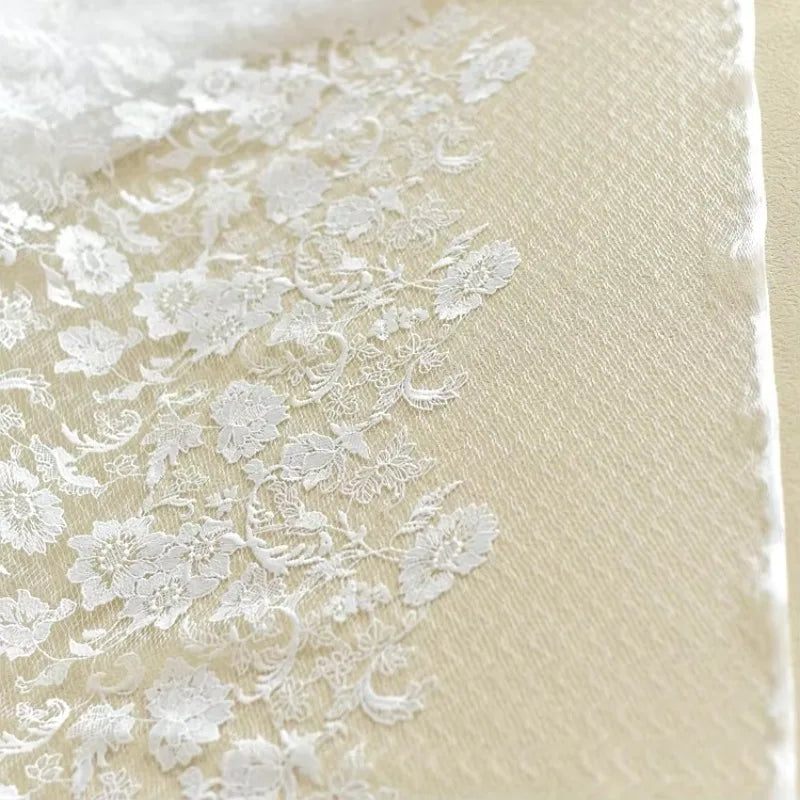 White High-Quality Cotton Patterned Mesh Embroidered Lace Fabric for Wedding Dresses Dress Decorations And Clothing Accessories